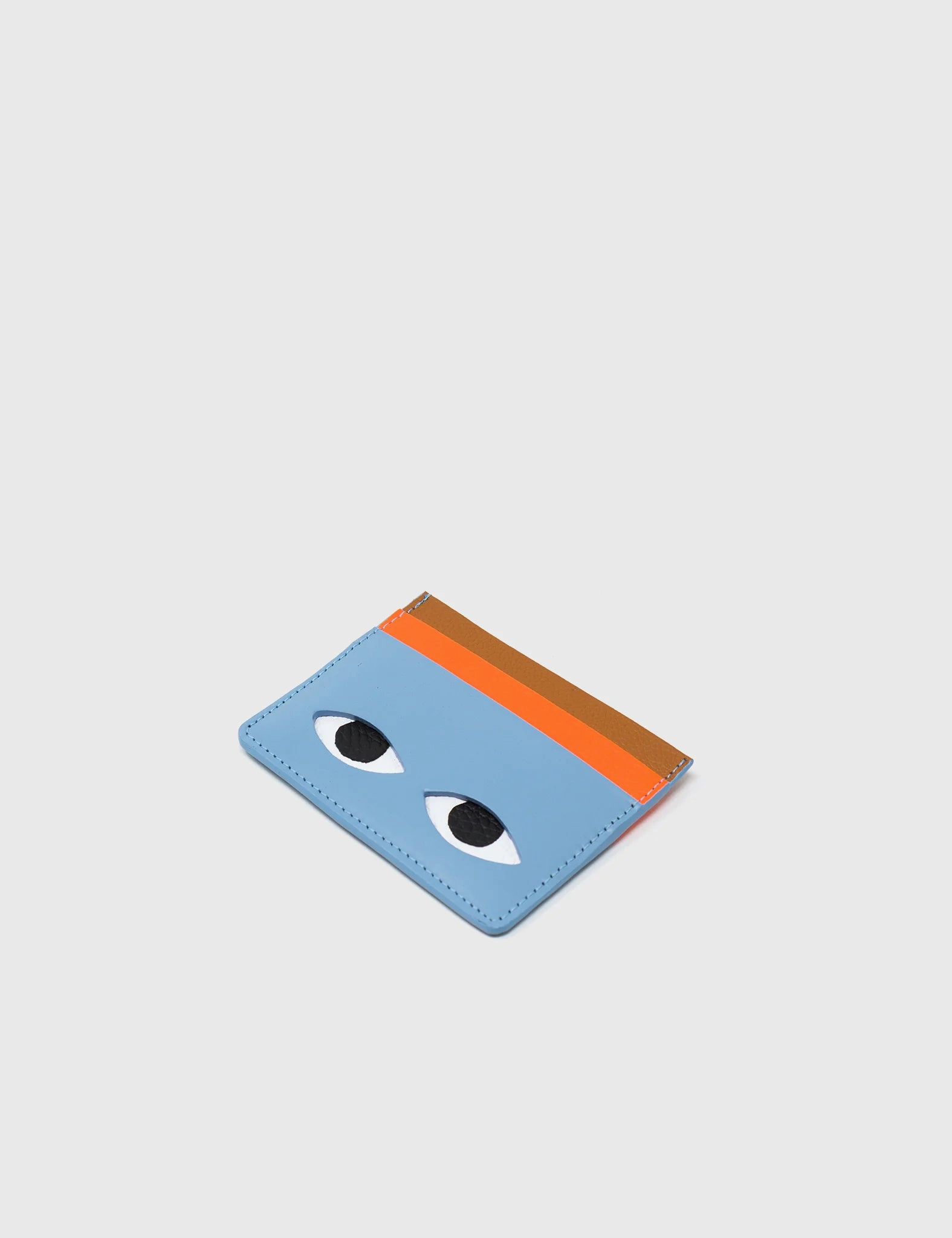 Filium Cerulean Blue Leather Cardholder - Colorblock Eyes Debossed