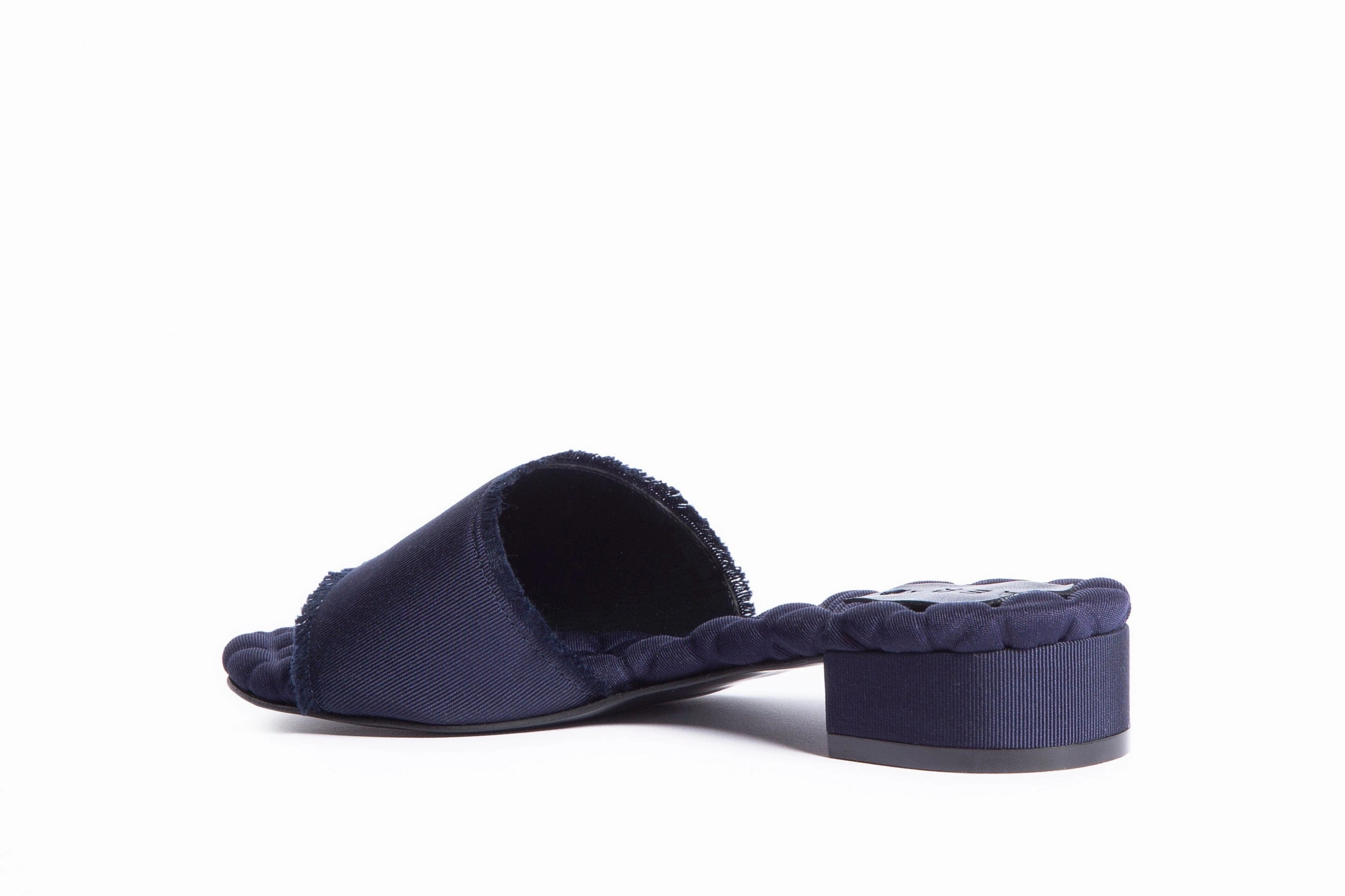 Giorgia Vegan Cotton Slide Sandals | Navy Grosgrain