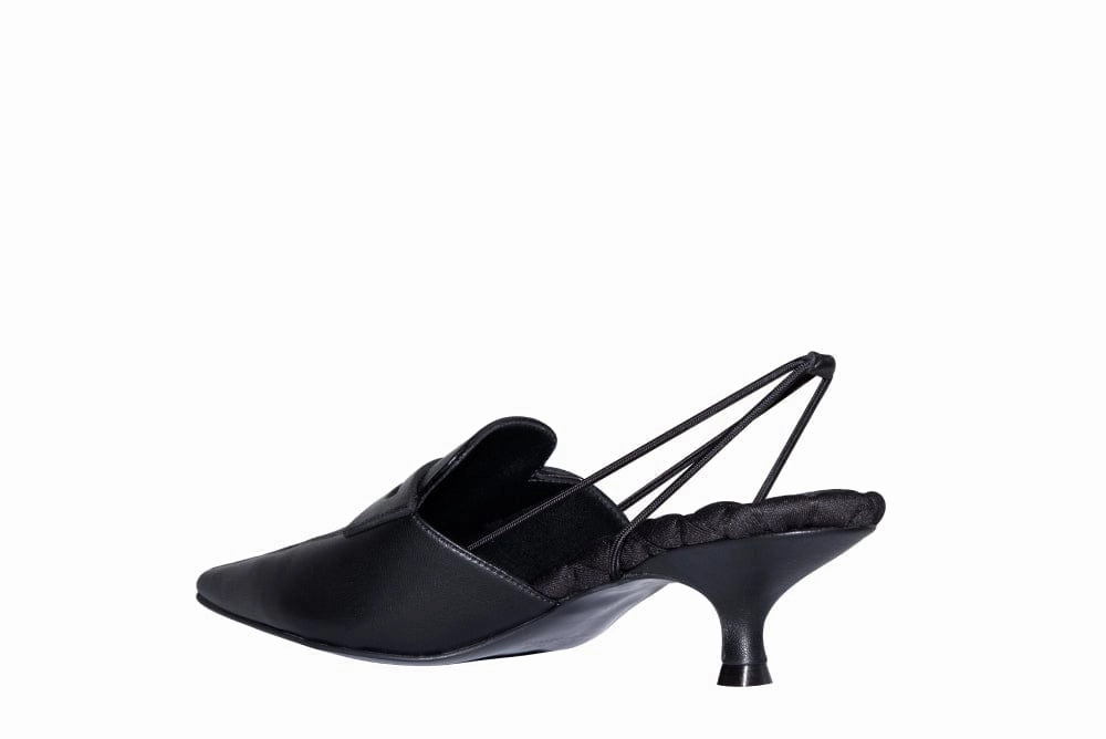 Grace Vegan Nappa Leather Kitten Heels | Black