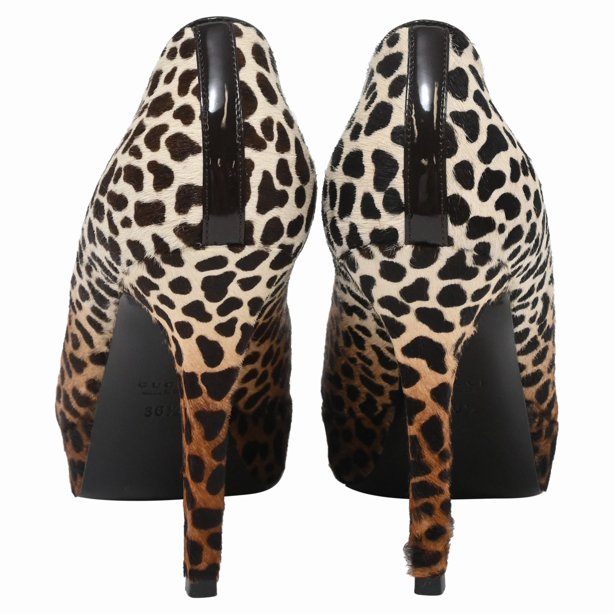 Gucci Square Toe Pumps in Animal Print Ponyhair