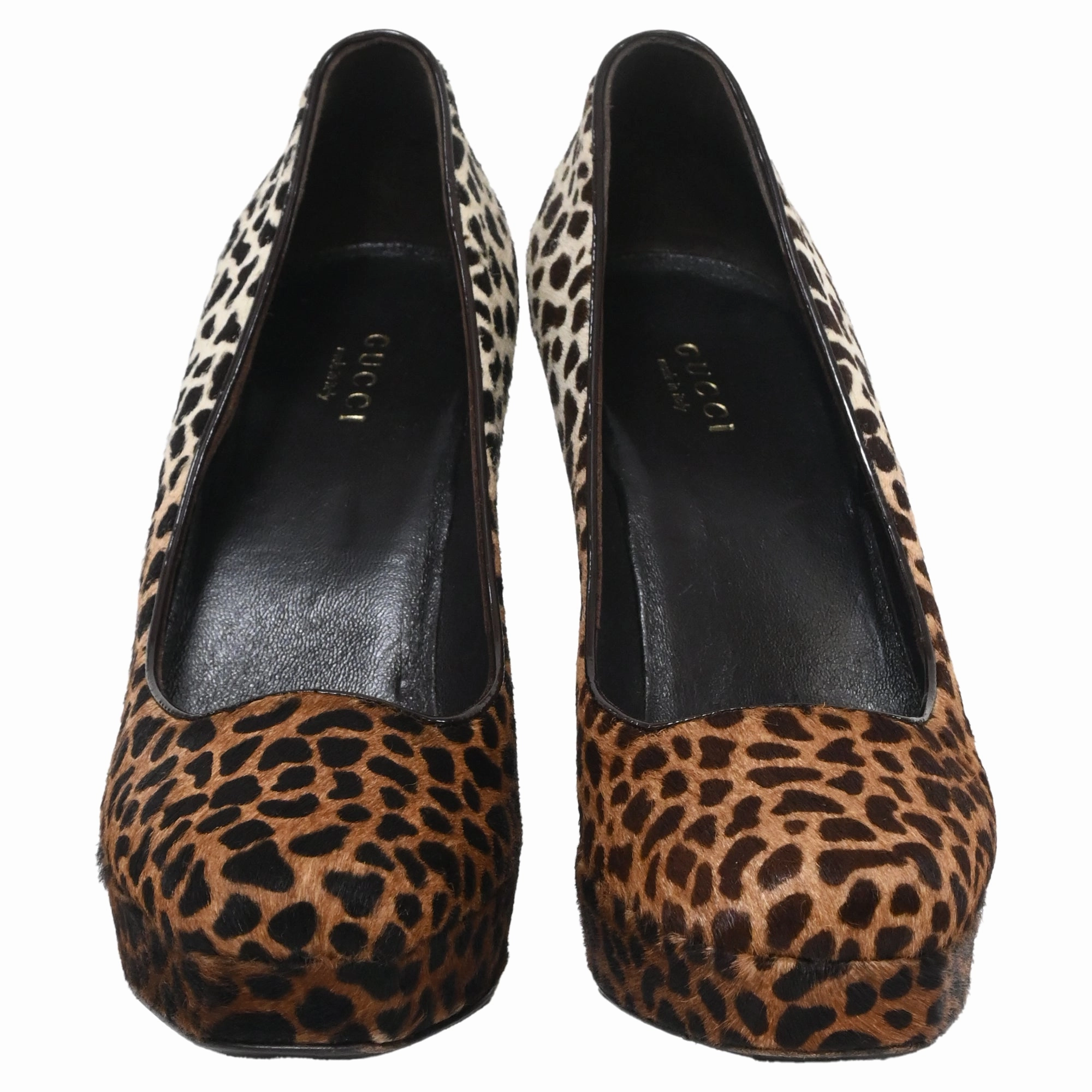 Gucci Square Toe Pumps in Animal Print Ponyhair