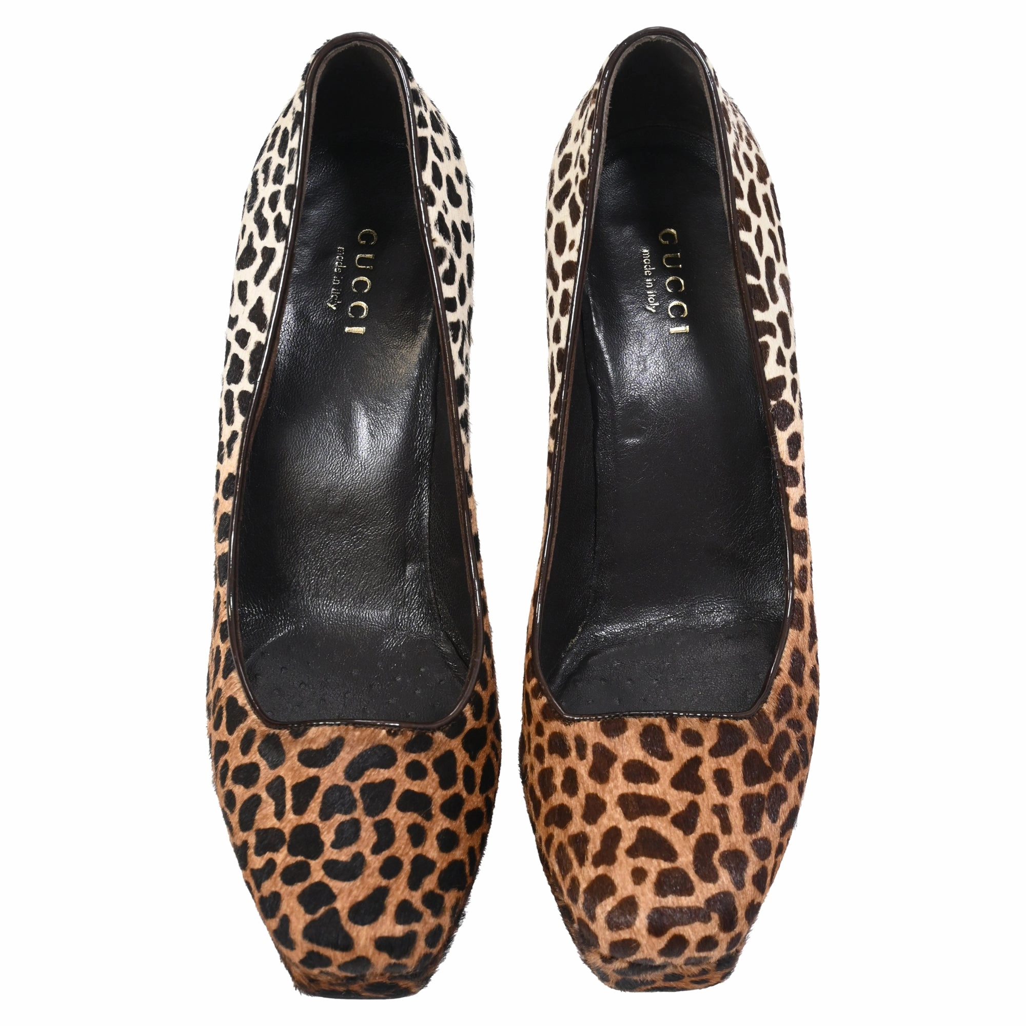 Gucci Square Toe Pumps in Animal Print Ponyhair