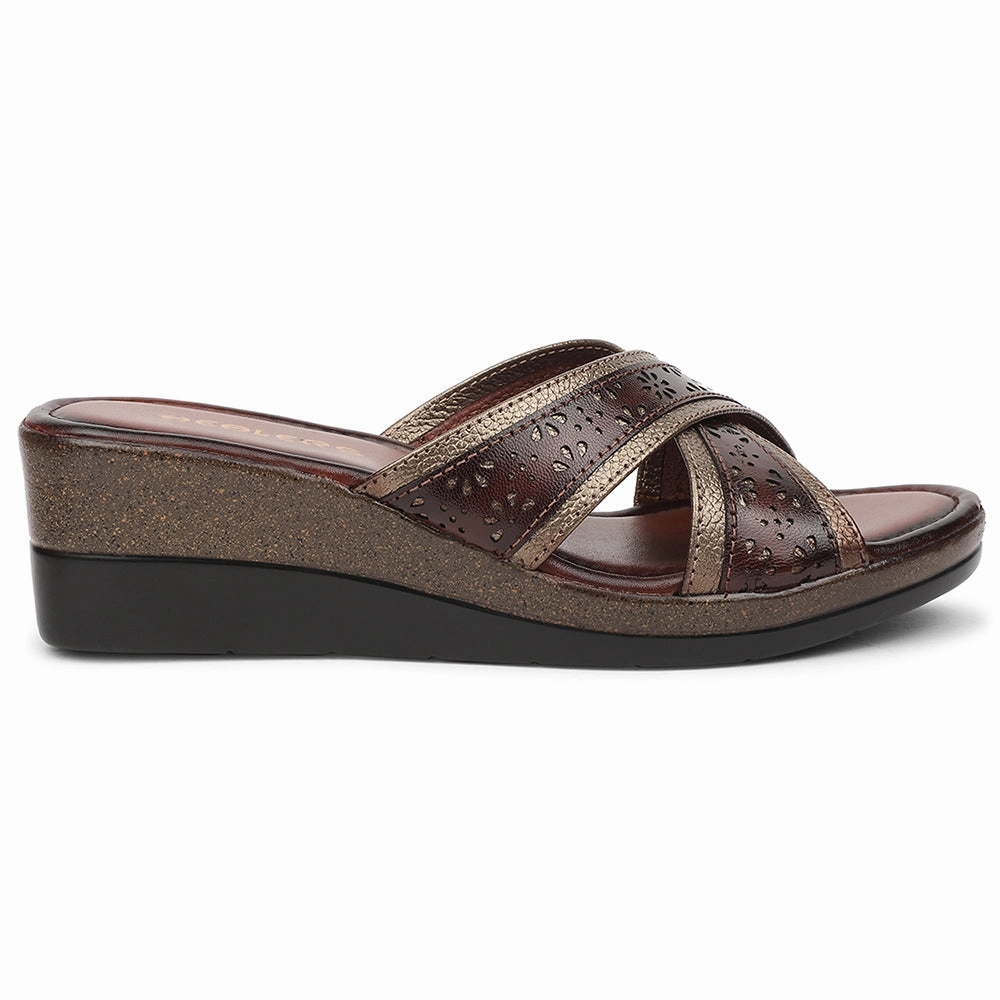 Healers Golden Casual Wedge Heel Sandal For Women TLO-102 By Liberty