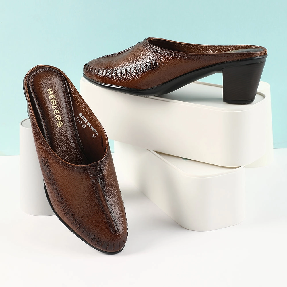 Healers Tan Casual Block Heels For Women TLO-29 By Liberty