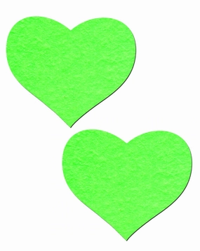 Hearts Pasties - Neon Green/Glow in the Dark