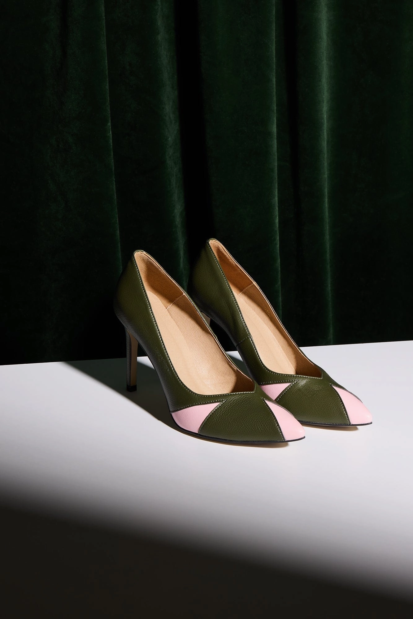 Ivo Vegan Apple & Corn Leather Heels | Green & Pink
