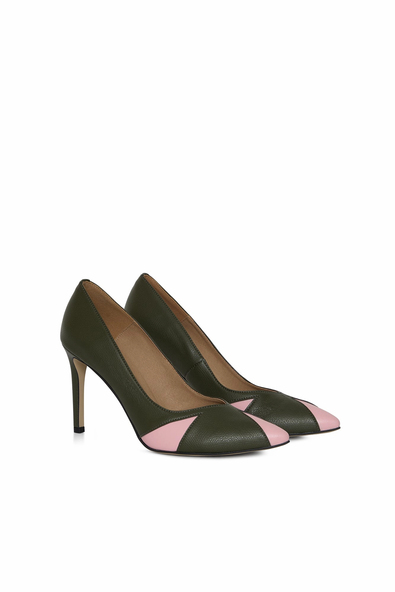 Ivo Vegan Apple & Corn Leather Heels | Green & Pink
