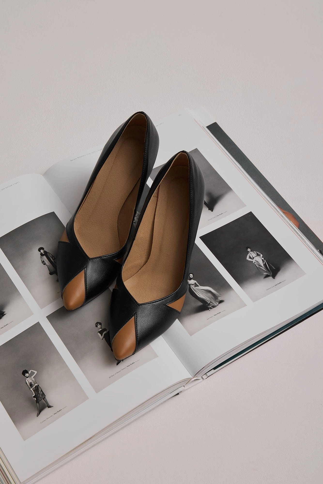 Ivo Vegan Mushroom & Grape Leather Heels | Black & Caramel