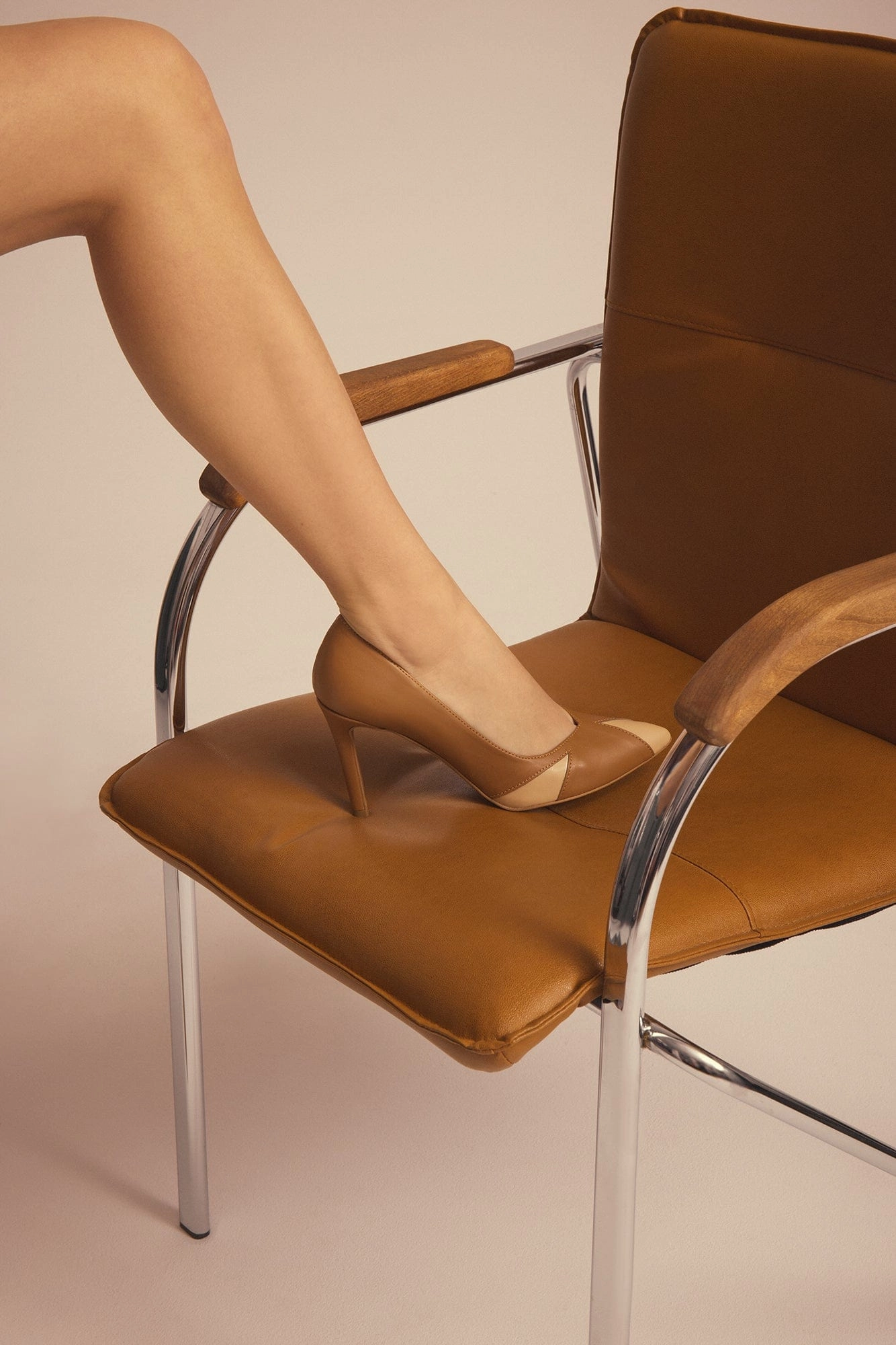 Ivo Vegan Mushroom Leather Heels | Caramel & Almond