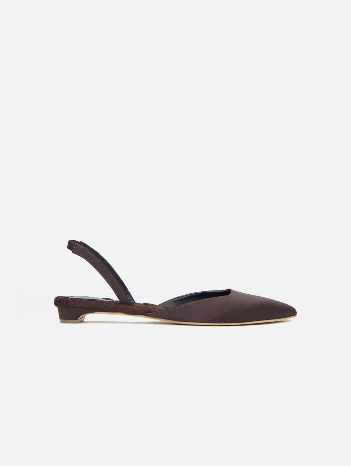 Jackie Cotton Vegan Slingback Flats | Brown Satin