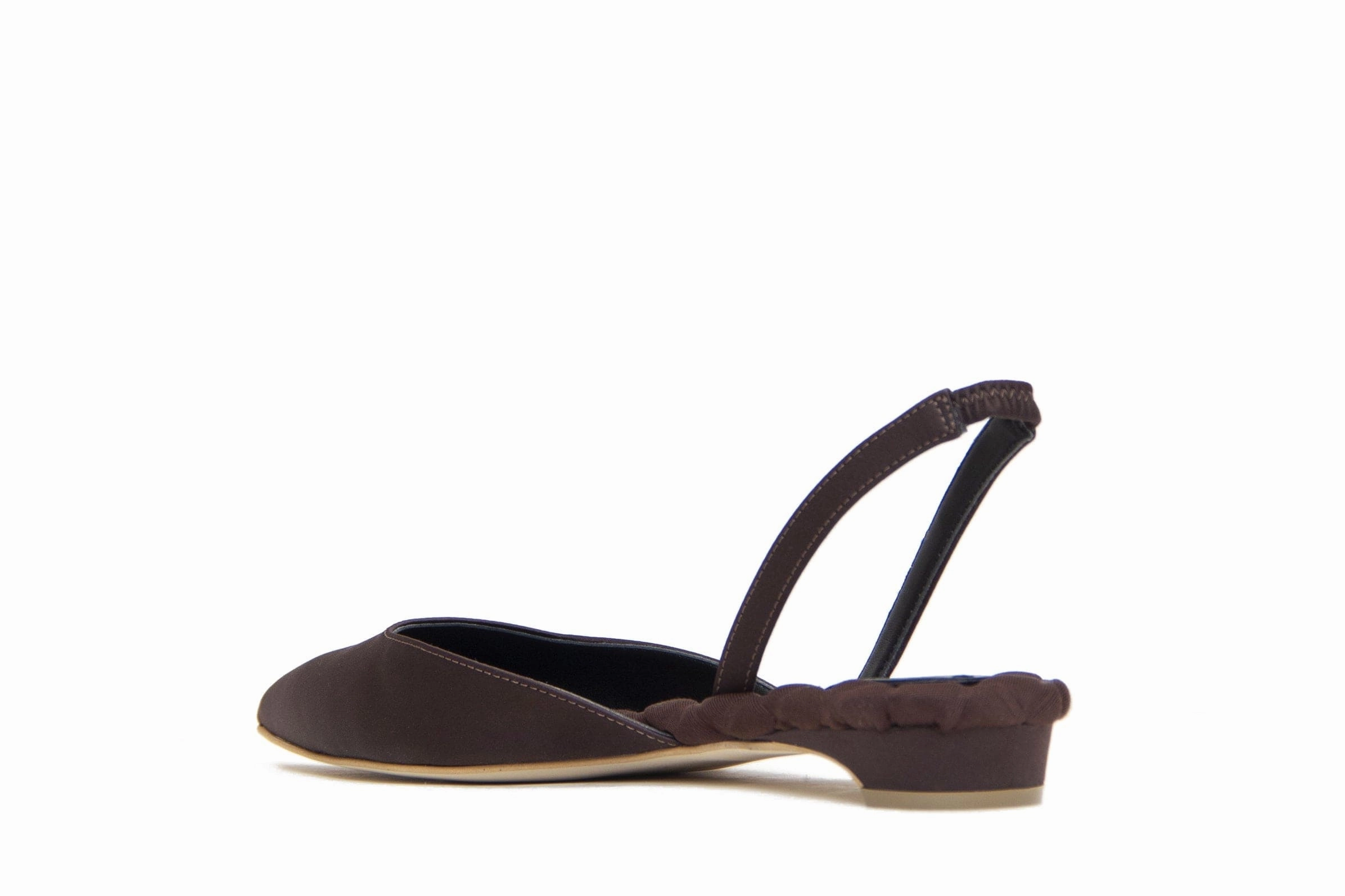 Jackie Cotton Vegan Slingback Flats | Brown Satin