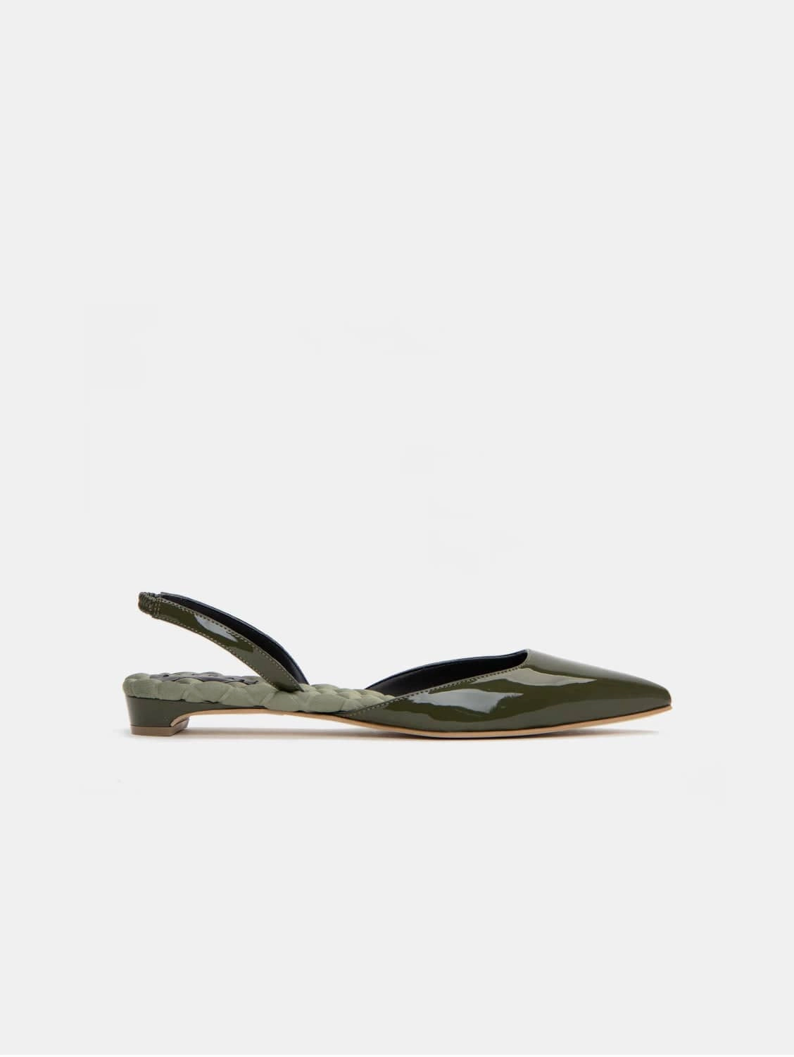 Jackie Vegan Leather Slingback Flats | Green Patent