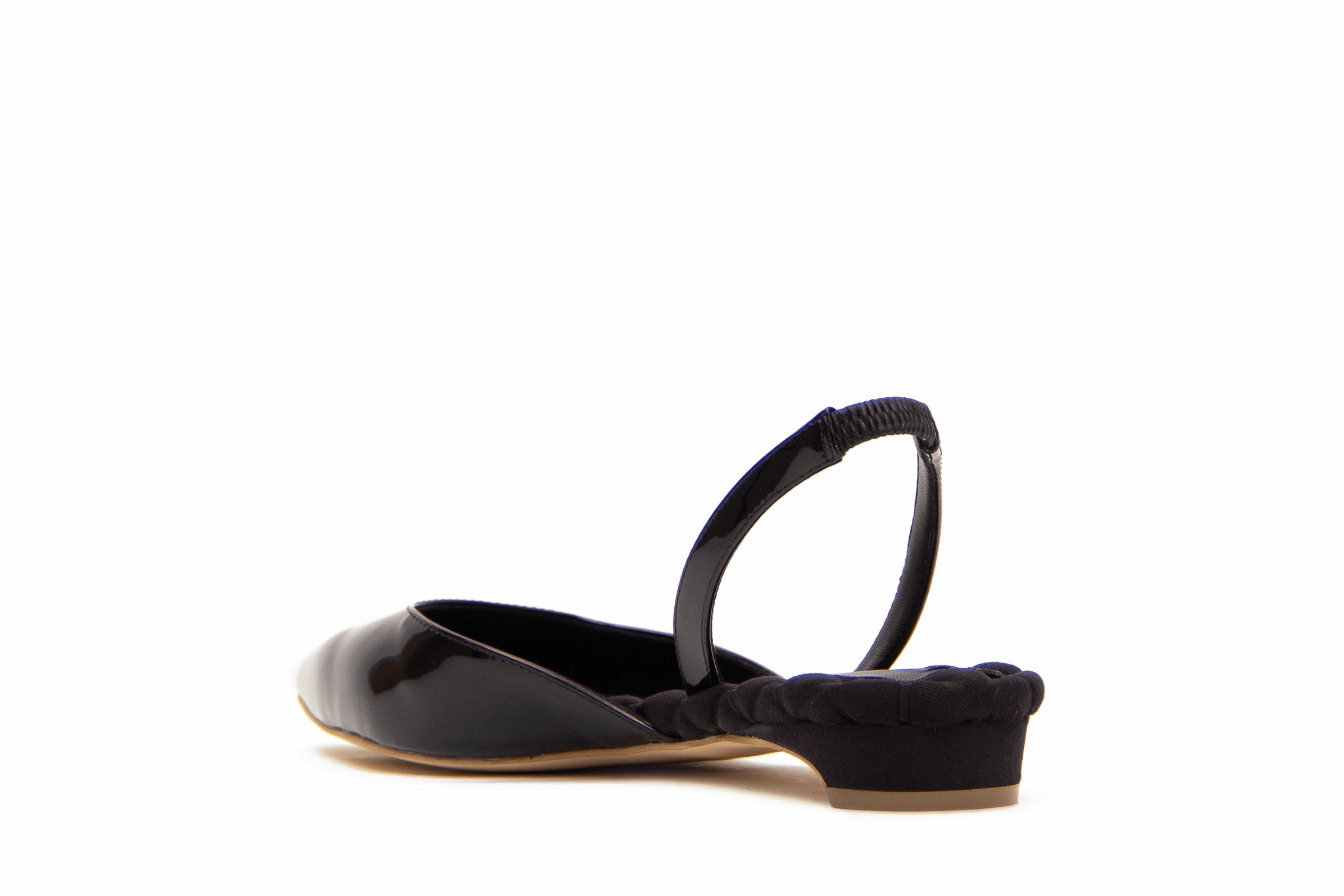 Jackie Vegan Patent Leather Pointed-Toe Slingback Flats | Black