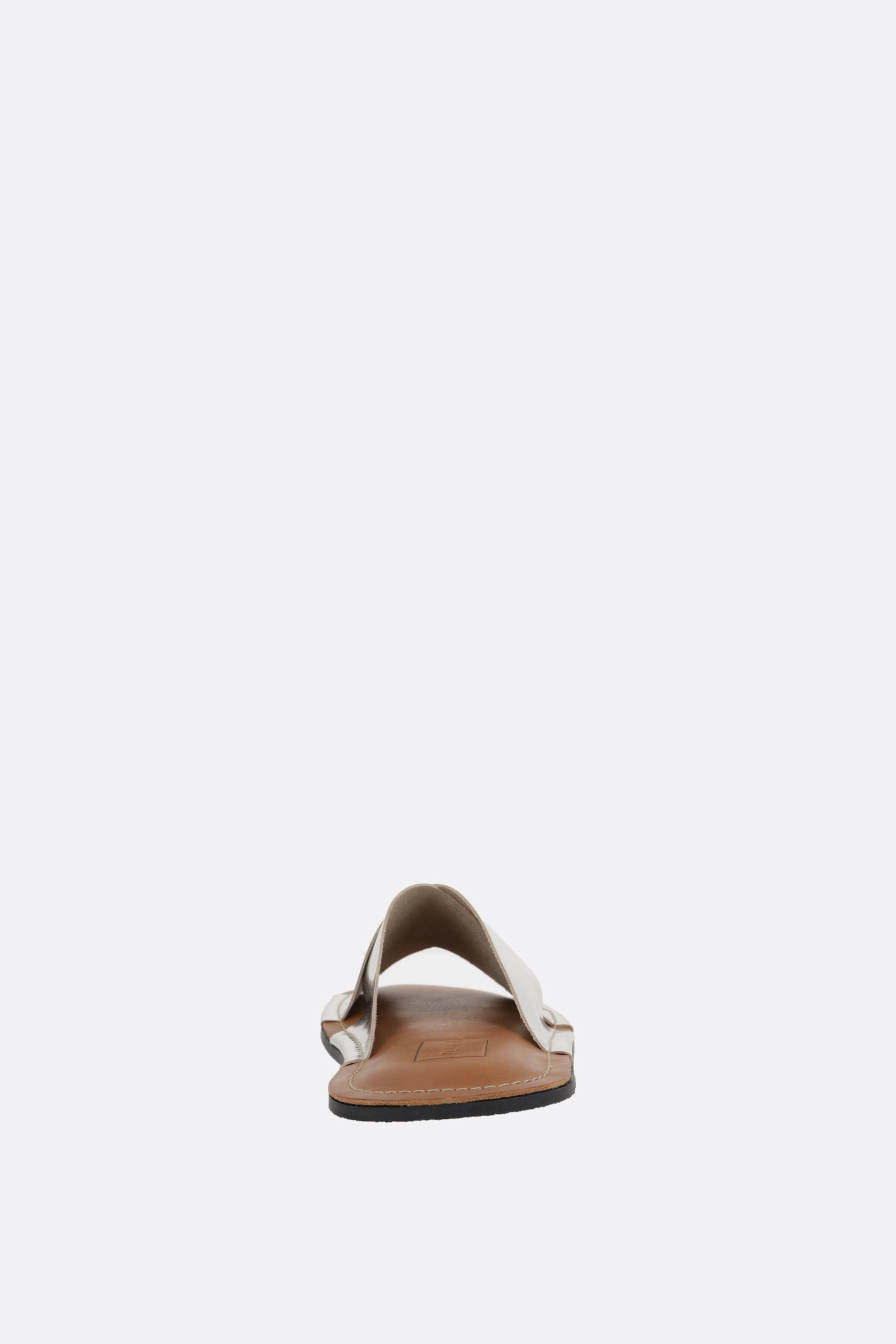 laminated leather slide sandals