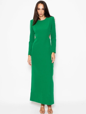Long Dress with Green Cut Out Detail