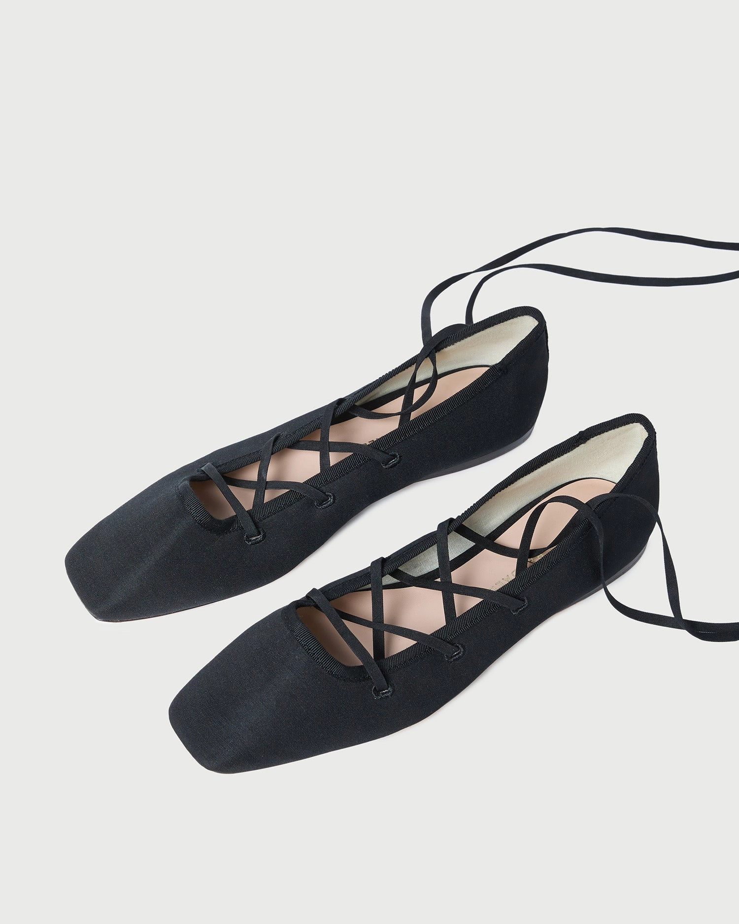Louisa Black Lace-Up Ballet Flat