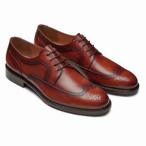Men´s brandy leather wingtip derby shoes