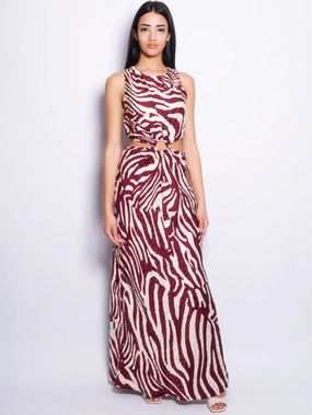 Red Midi Dress with Cut Out Sides