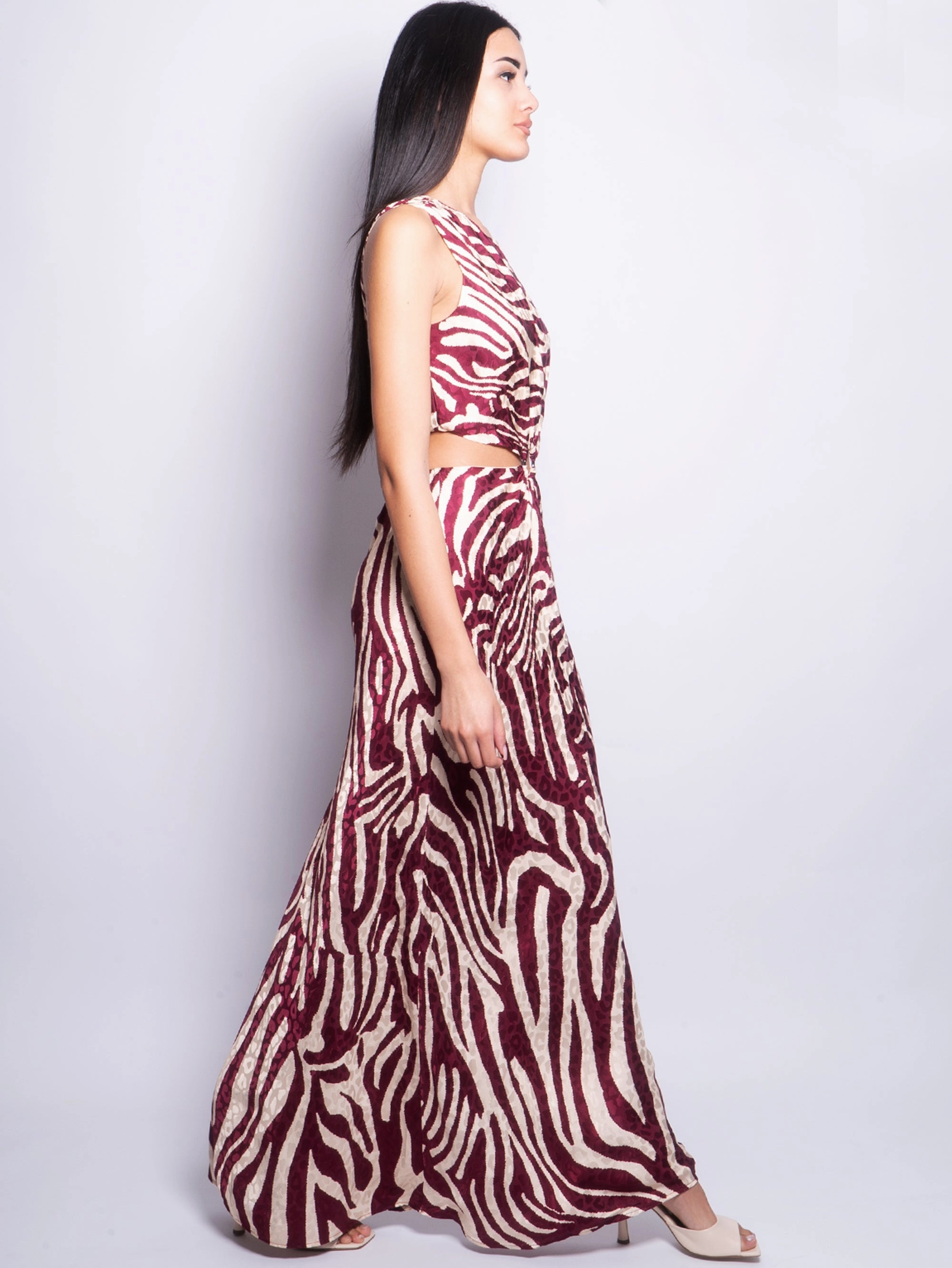 Red Midi Dress with Cut Out Sides
