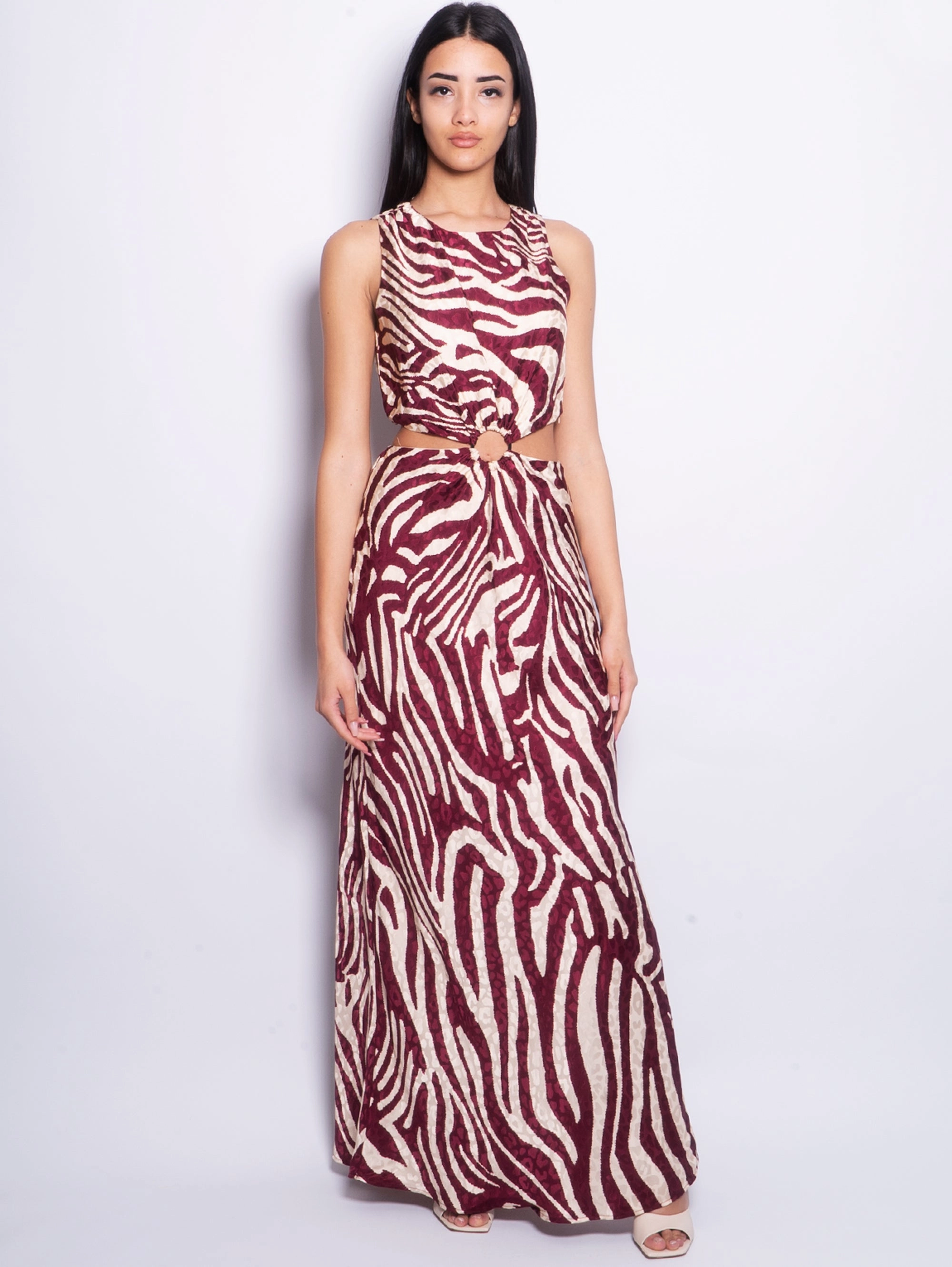 Red Midi Dress with Cut Out Sides