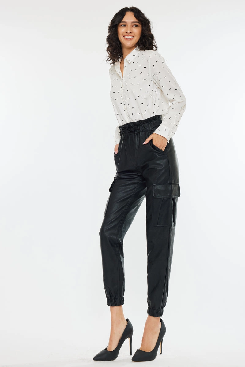 Rona Ultra High Rise Faux Leather Joggers