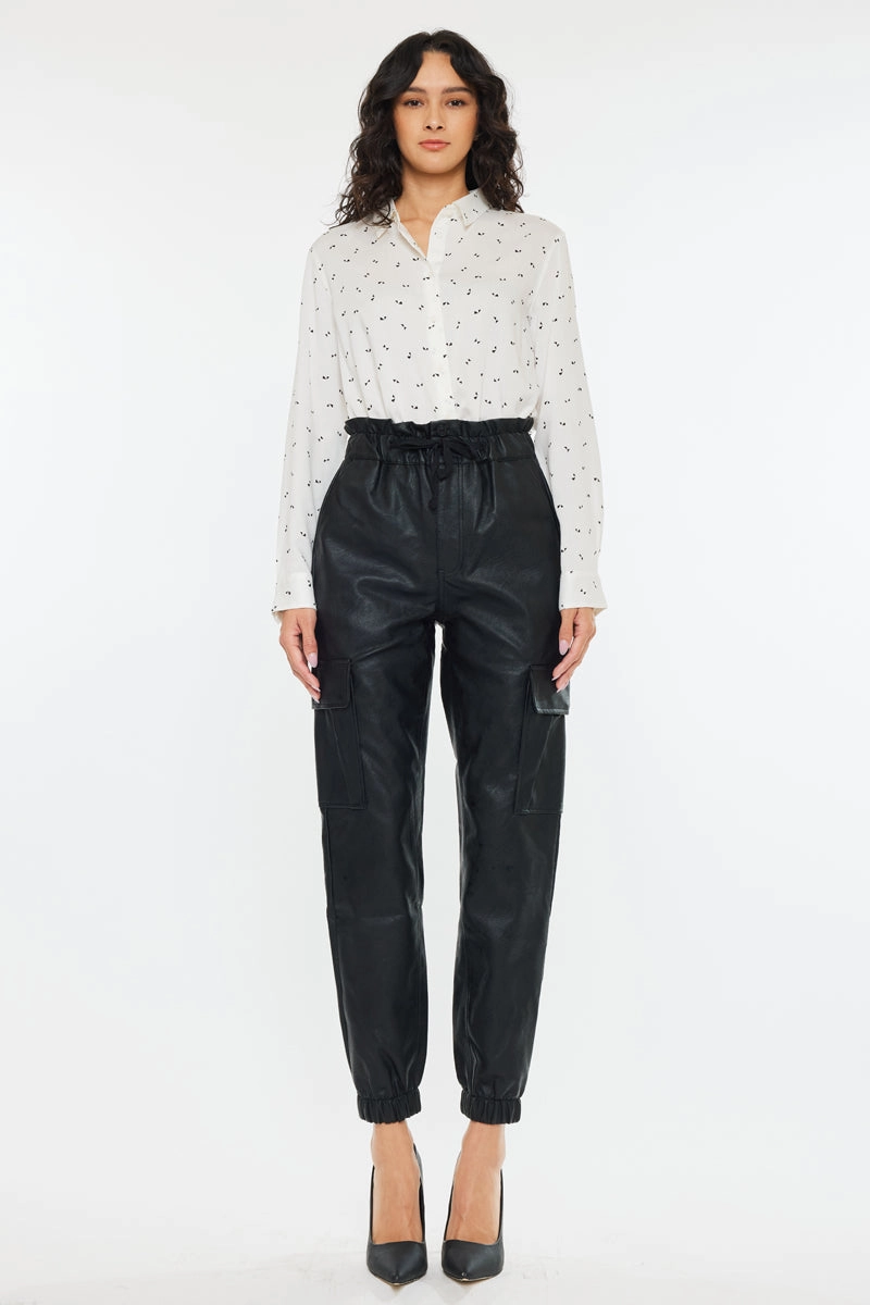 Rona Ultra High Rise Faux Leather Joggers