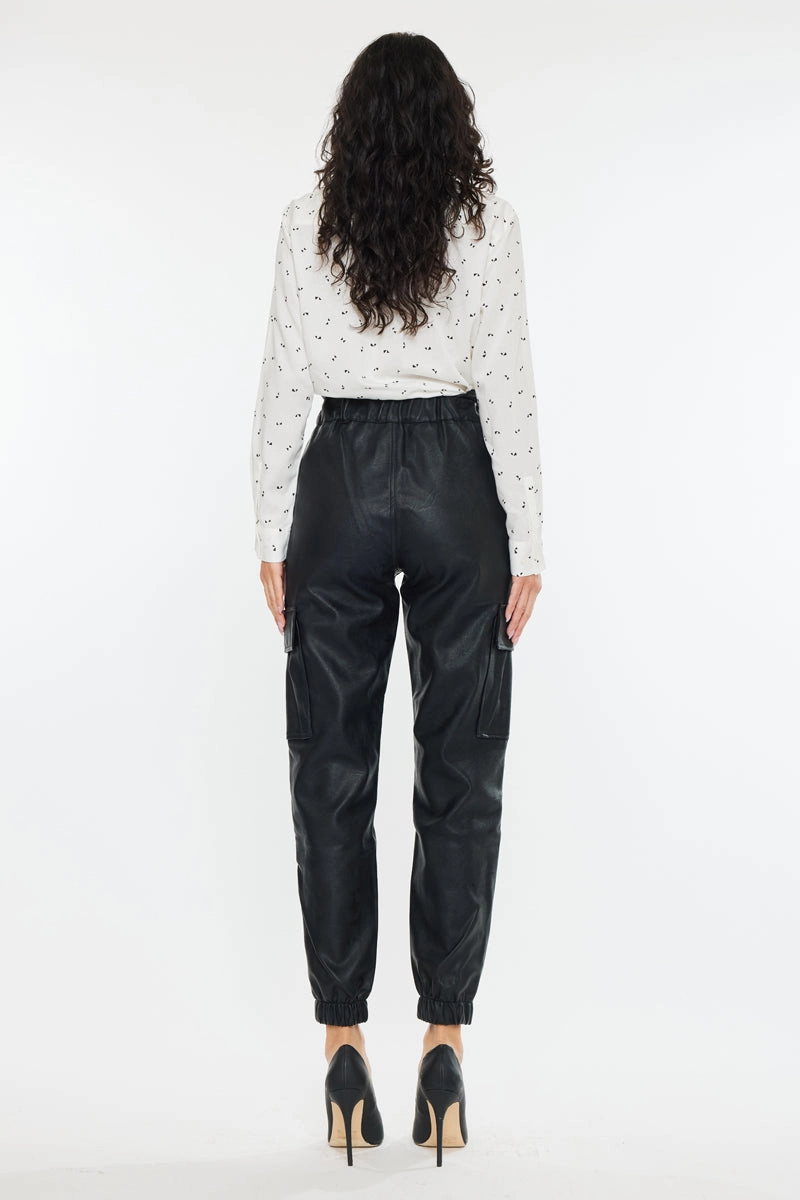 Rona Ultra High Rise Faux Leather Joggers