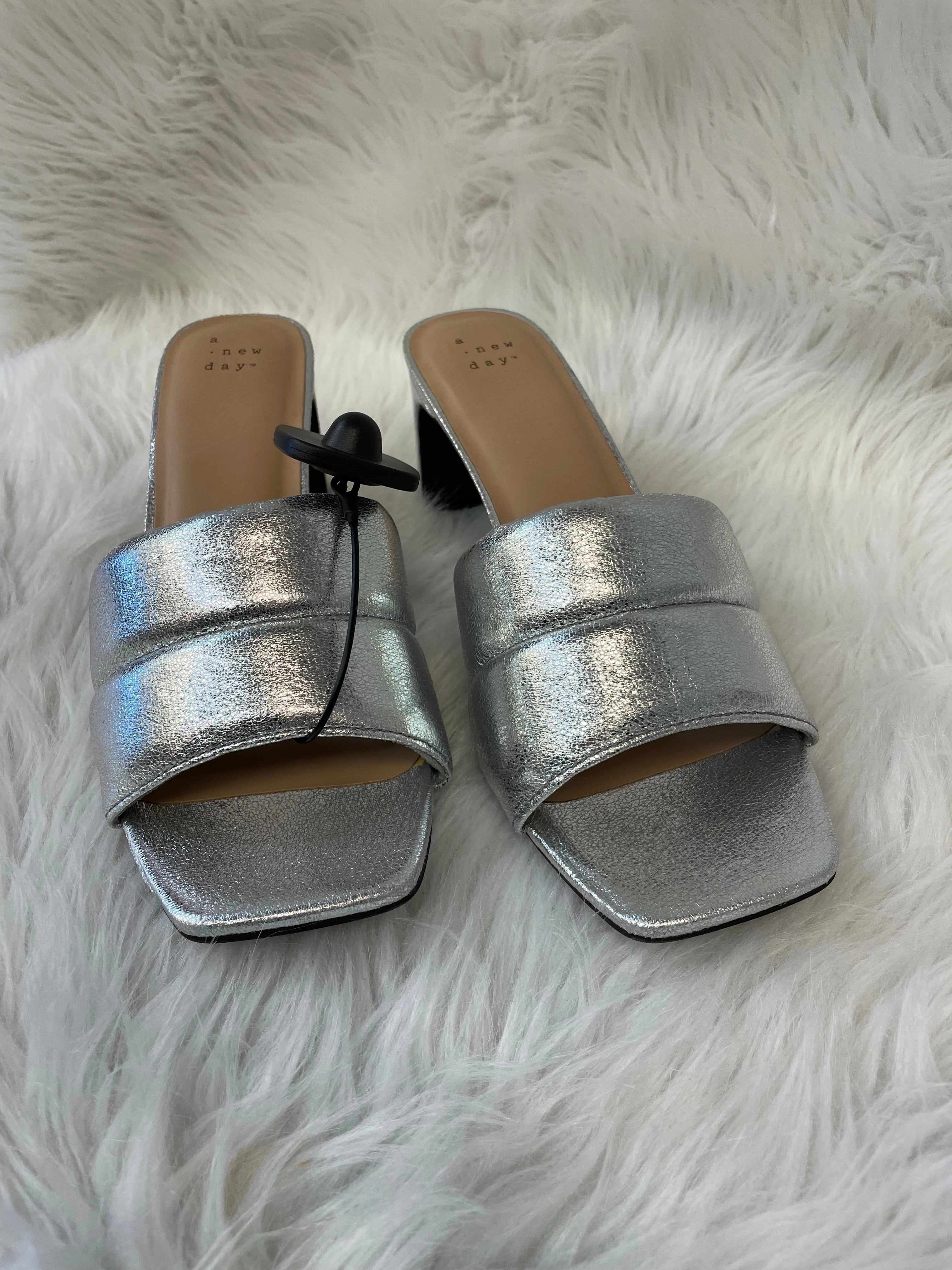 Sandals Heels Block By A New Day In Silver, Size: 10