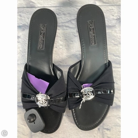 Sandals Heels Block By Brighton In Black & Silver, Size: 10