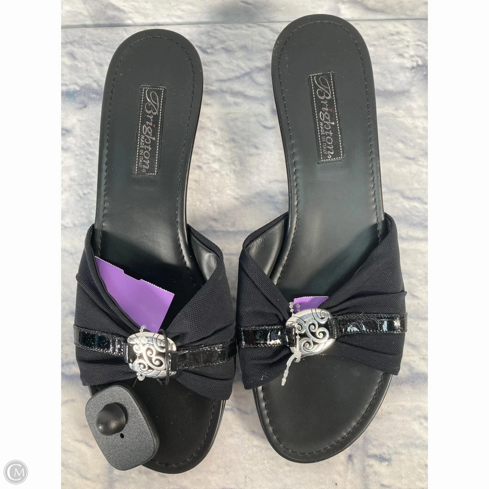 Sandals Heels Block By Brighton In Black & Silver, Size: 10