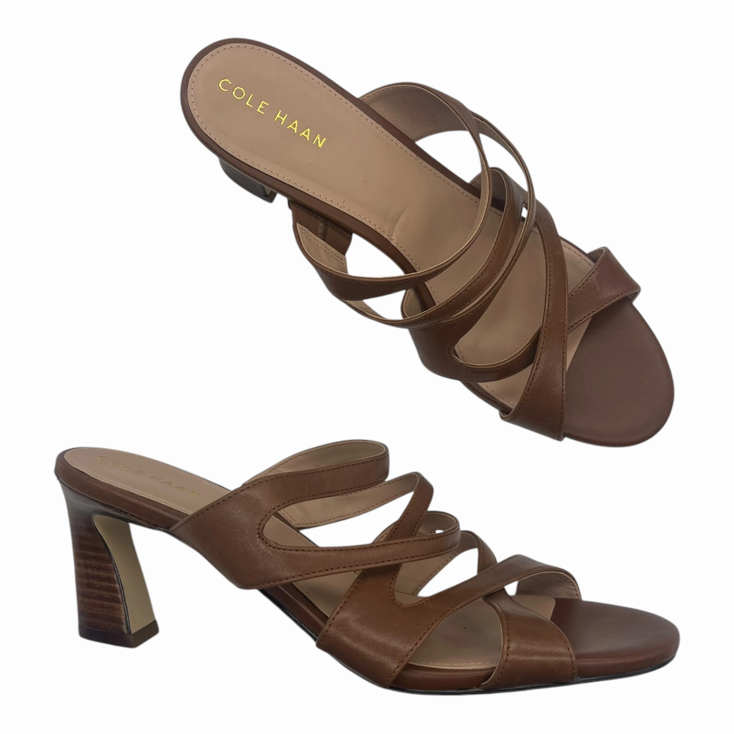 Sandals Heels Block By Cole-Haan In Brown, Size:10
