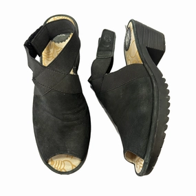 Sandals Heels Block By Fly London In Black, Size: 8.5