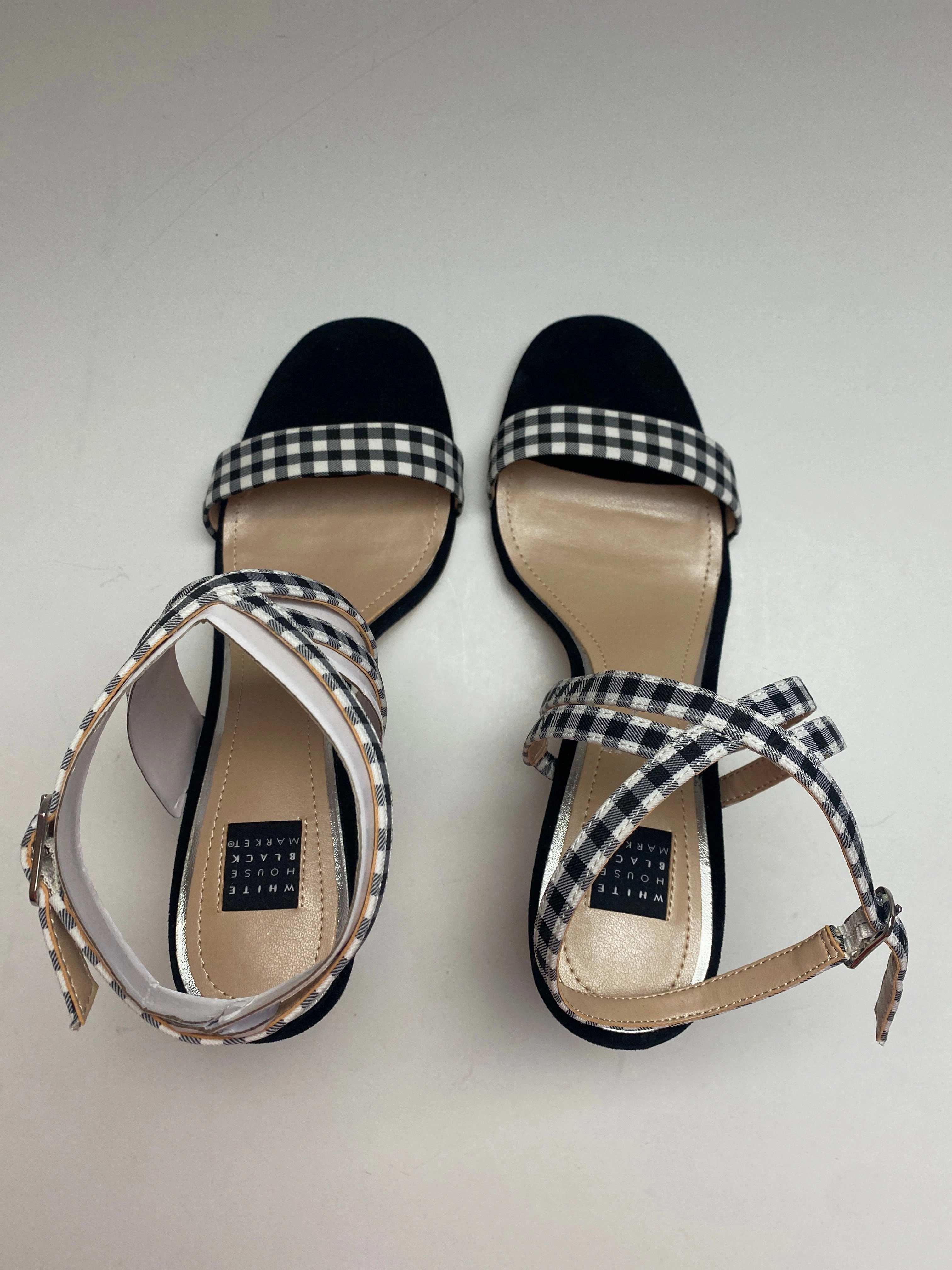 Sandals Heels Block By White House Black Market In Black & Yellow, Size: 8