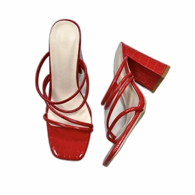 Sandals Heels Block In Red, Size: 6.5
