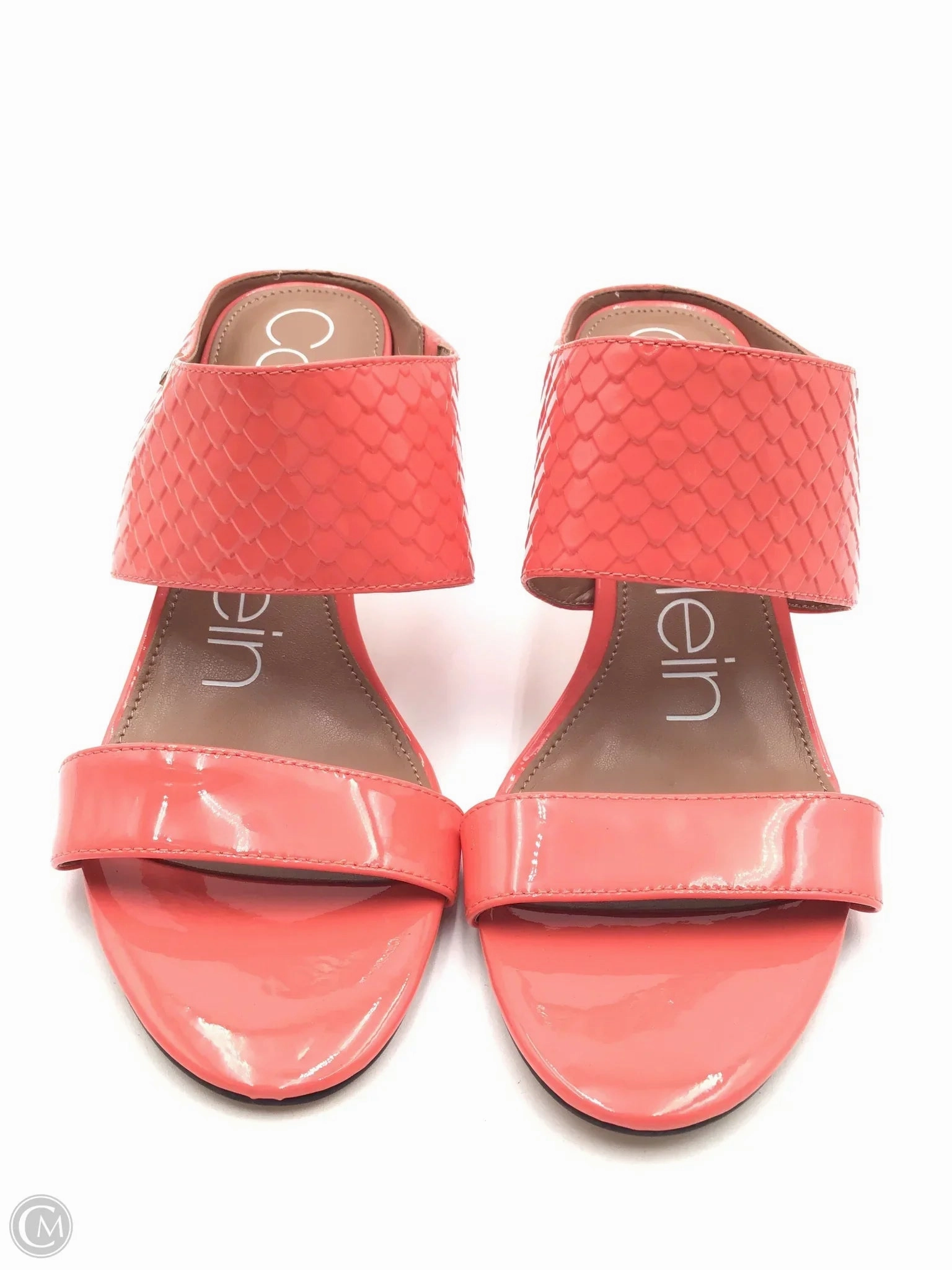 Sandals Heels Kitten By Calvin Klein In Orange, Size: 7
