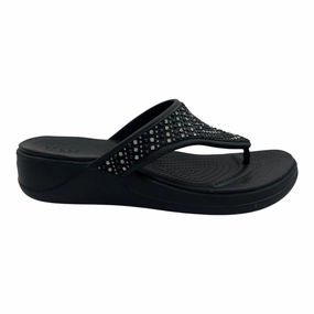 Sandals Heels Platform By Crocs In Black, Size:10