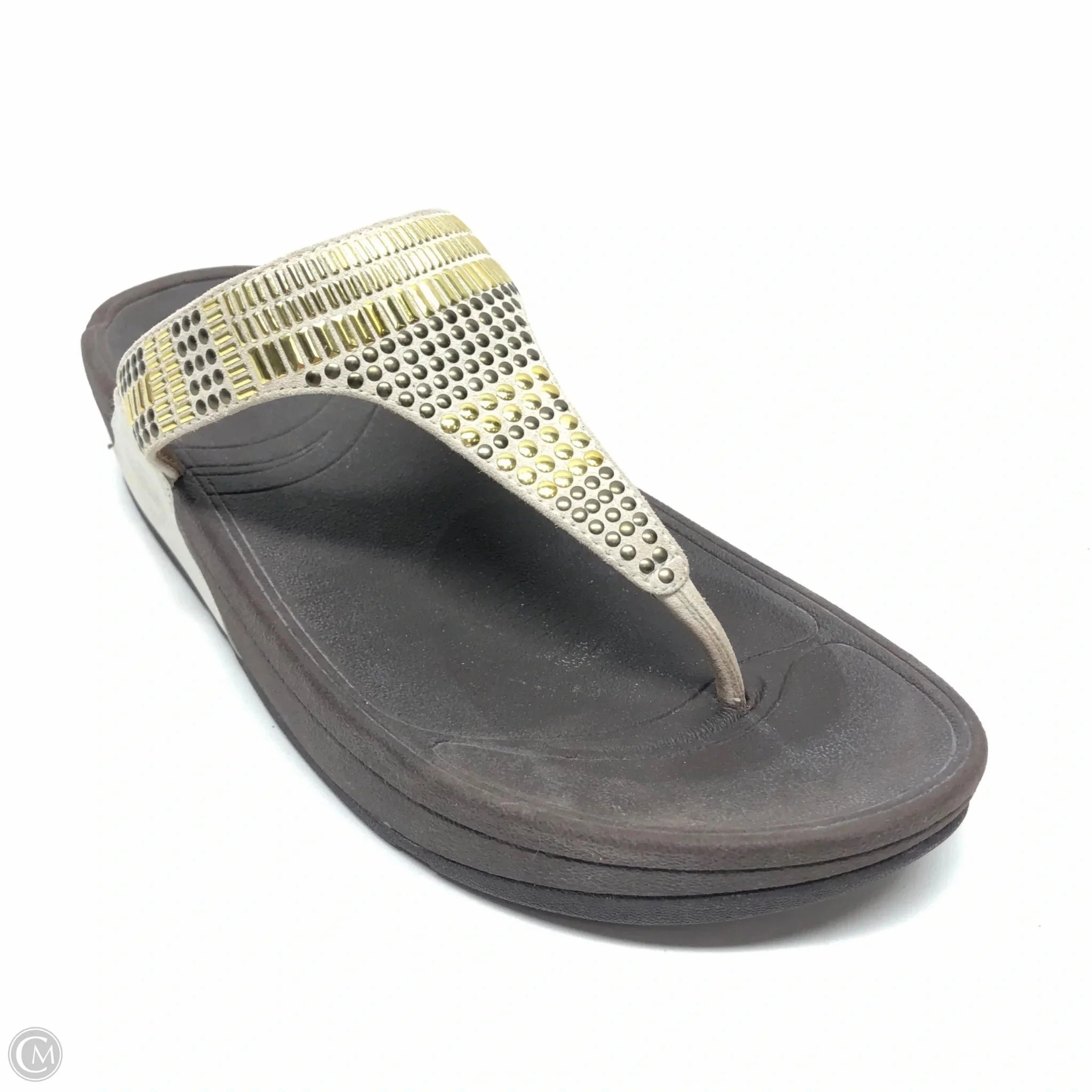 Sandals Heels Platform By Fitflop In Gold & Tan, Size: 7