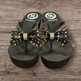Sandals Heels Platform By Guess In Black, Size: 7
