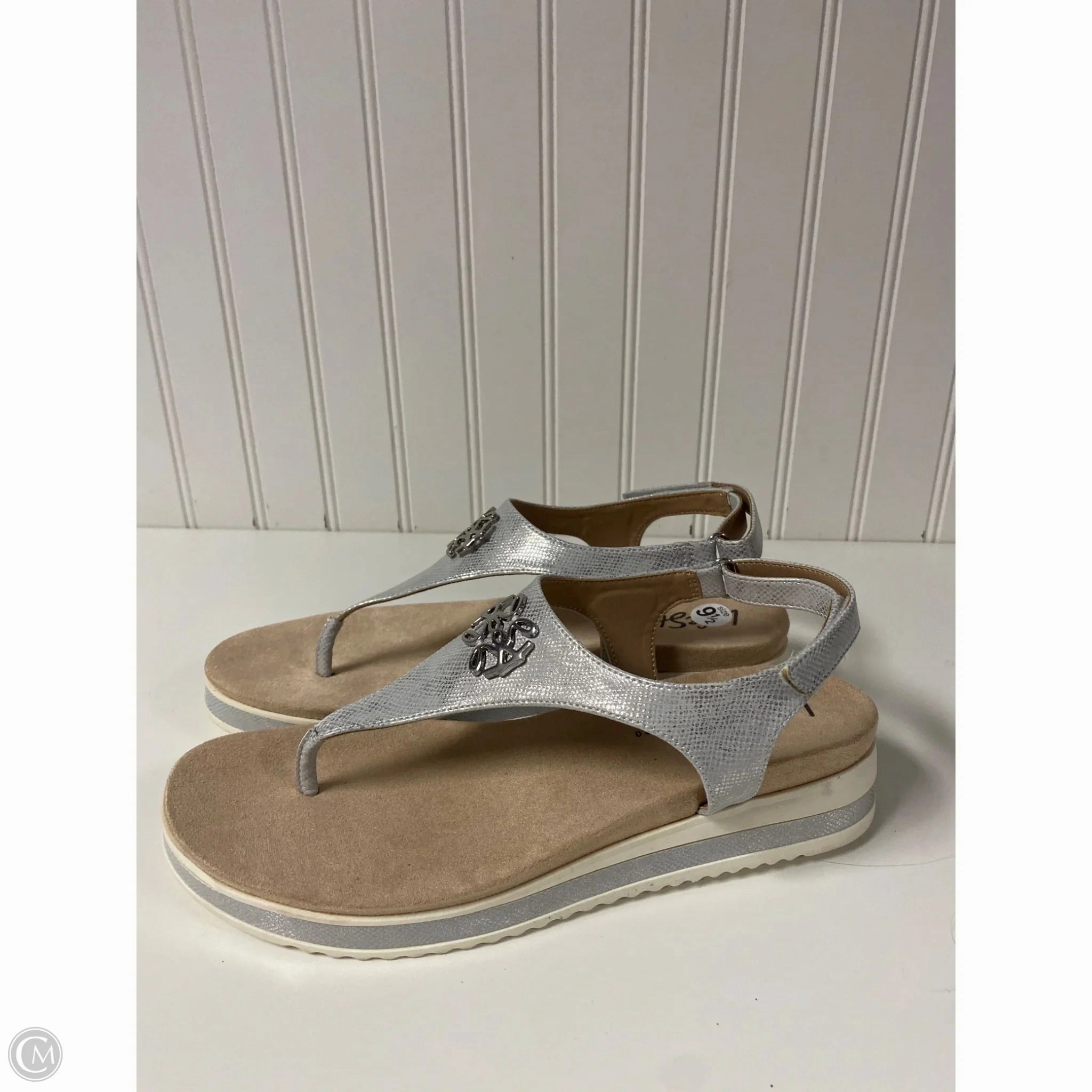 Sandals Heels Platform By Life Stride In Silver, Size: 9.5