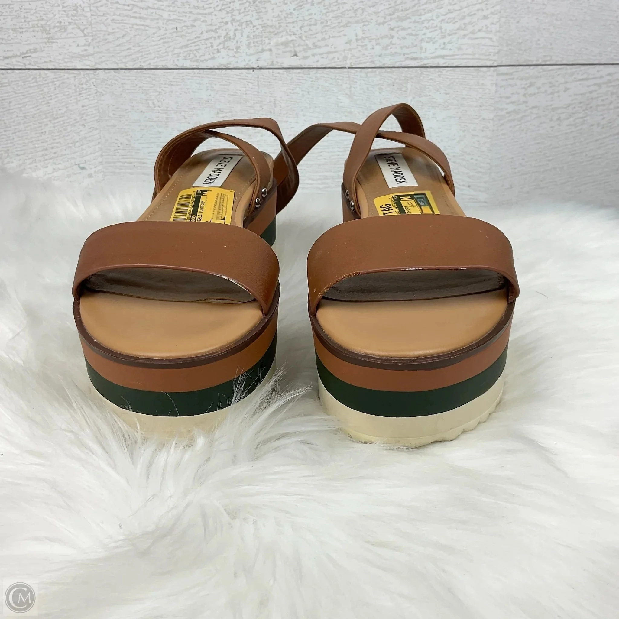 Sandals Heels Platform By Steve Madden In Brown, Size: 7