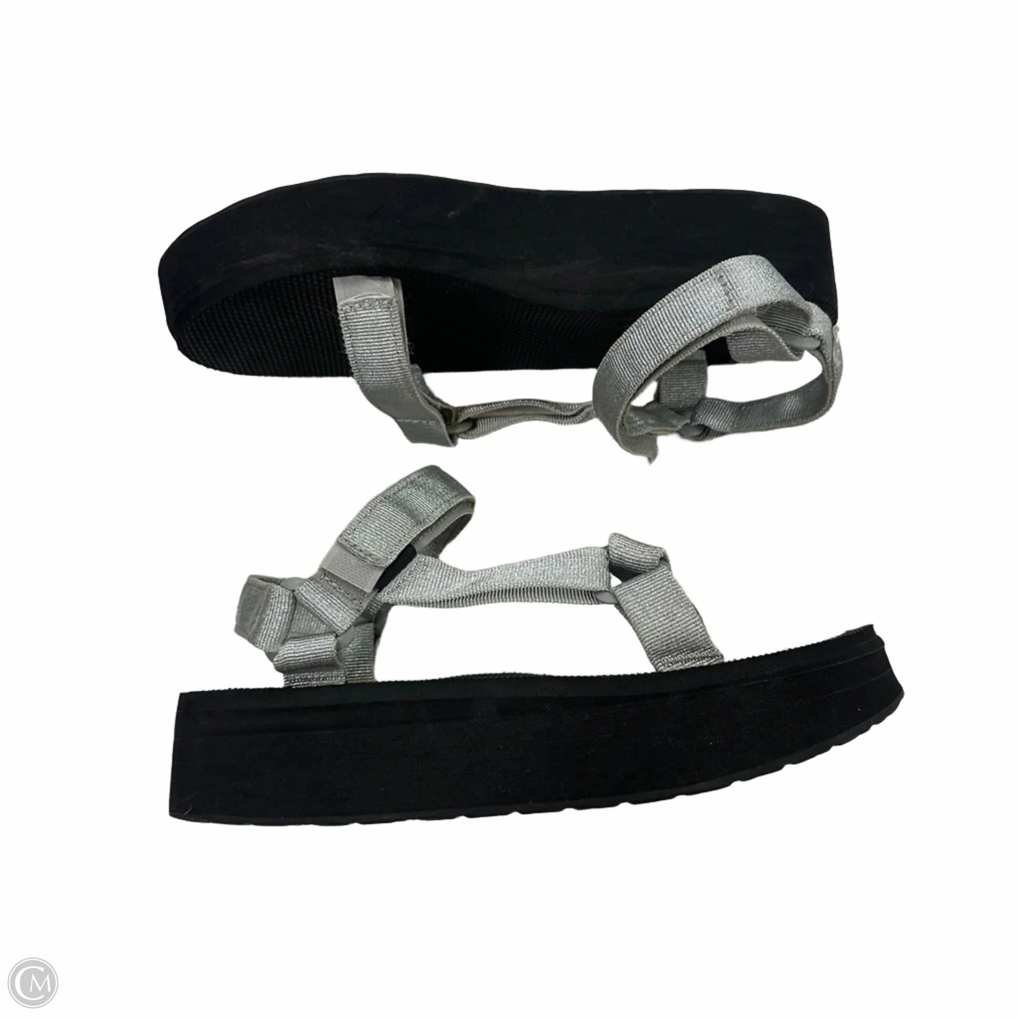 Sandals Heels Platform By Teva In Silver, Size: 11