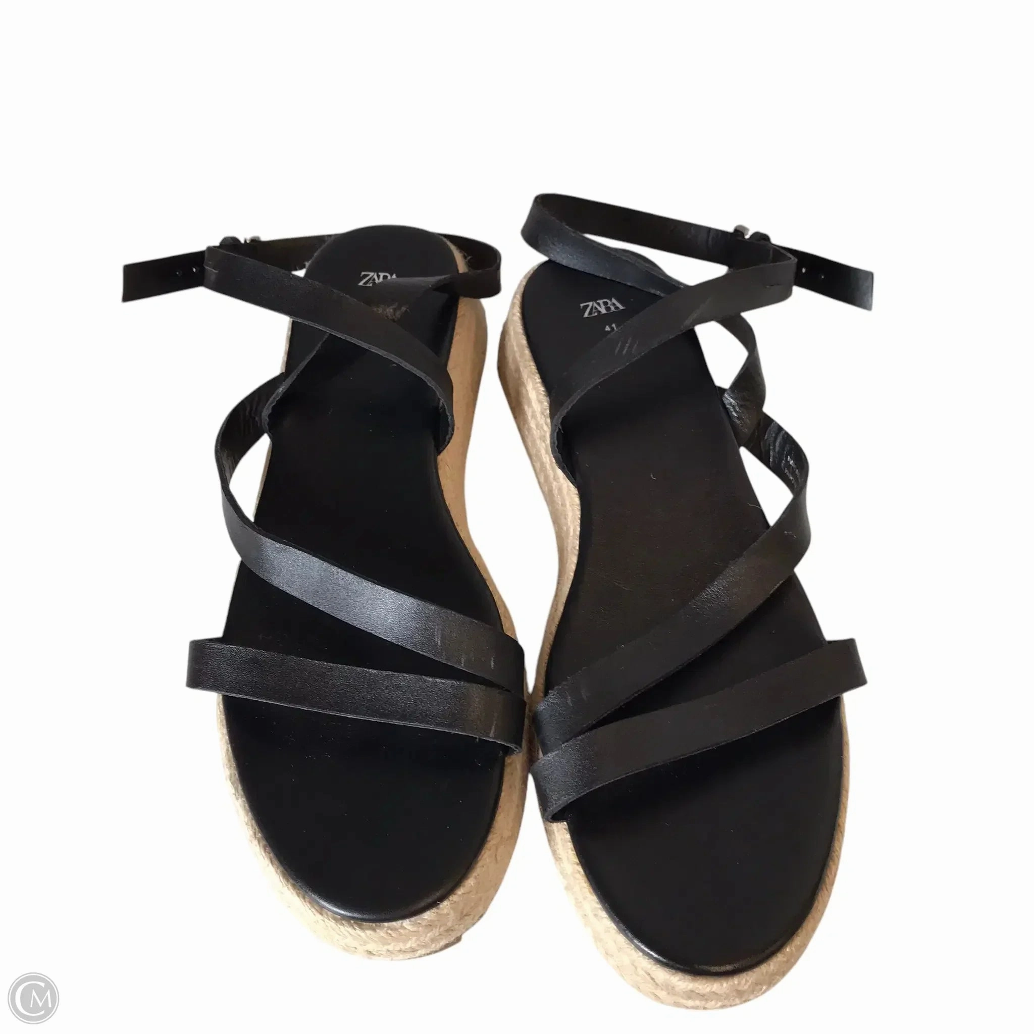 Sandals Heels Platform By Zara In Black & Tan, Size: 10.5