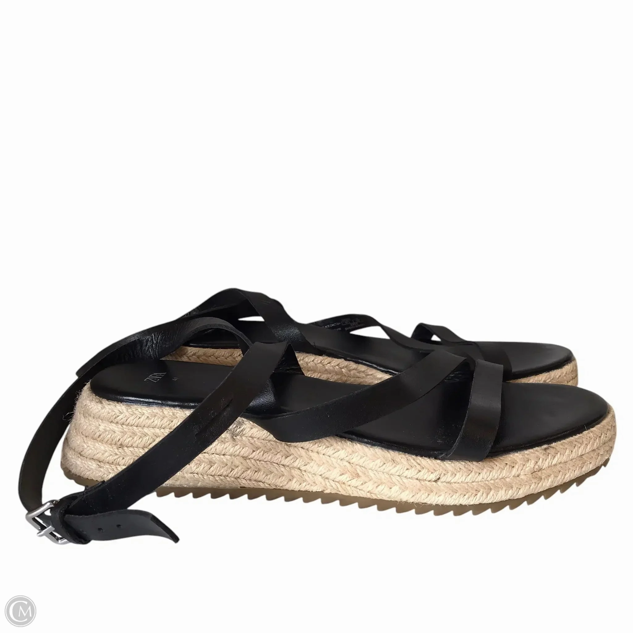 Sandals Heels Platform By Zara In Black & Tan, Size: 10.5