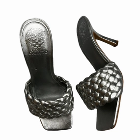 Sandals Heels Stiletto By Vince Camuto In Silver, Size: 8.5