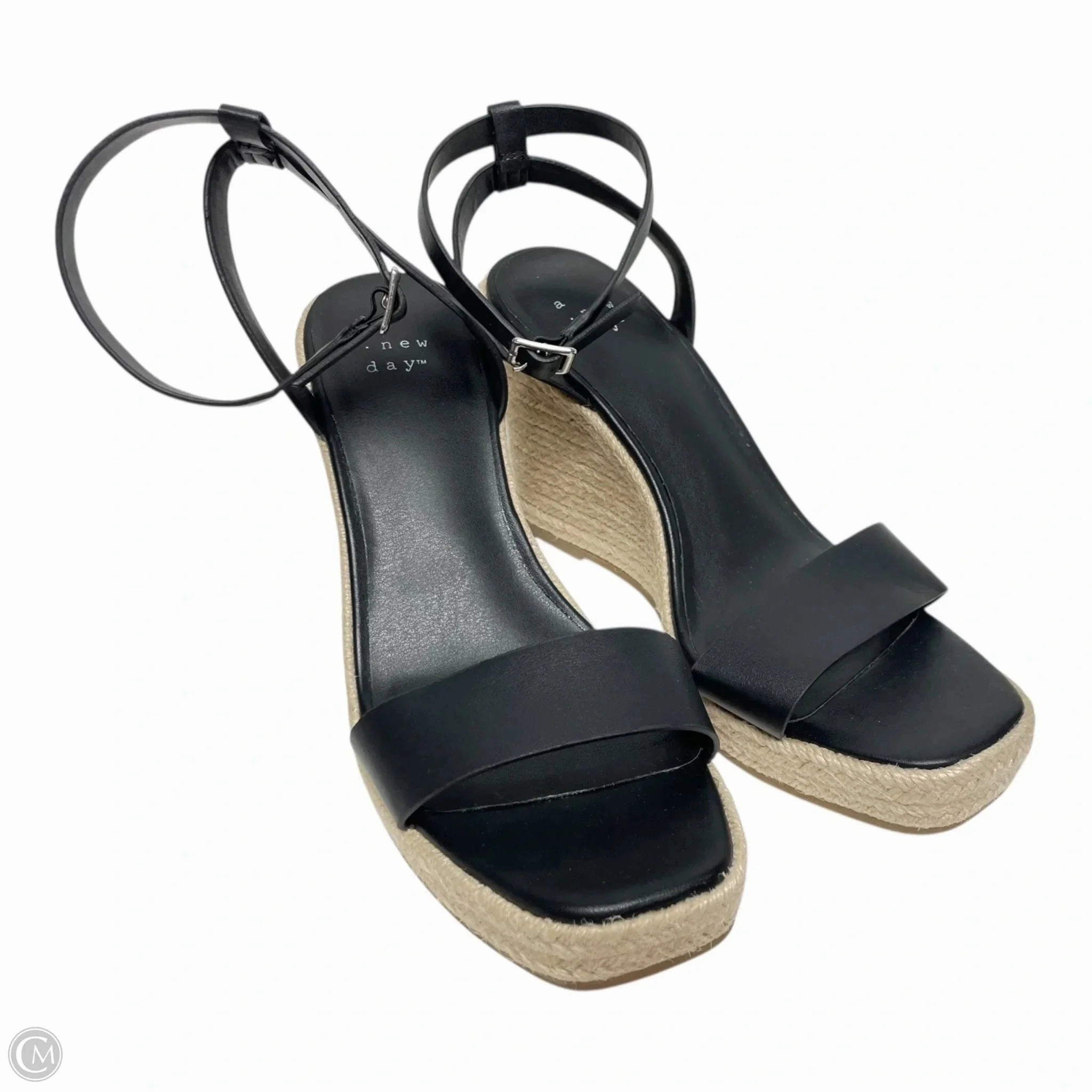 Sandals Heels Wedge By A New Day In Black & Tan, Size: 7