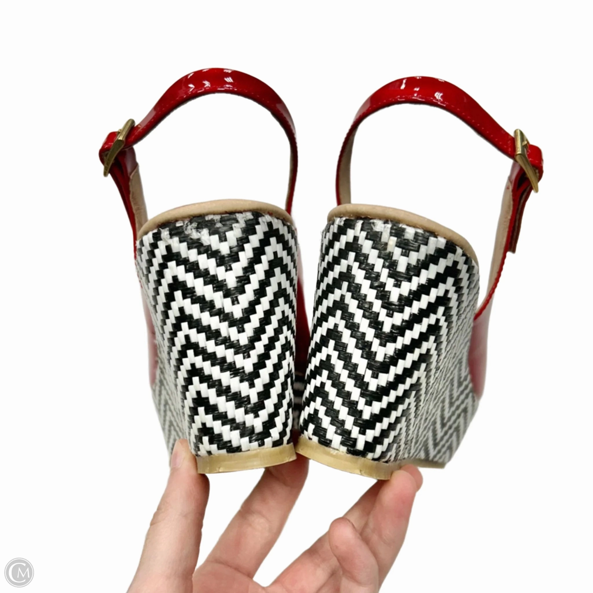 Sandals Heels Wedge By Andrea Assou In Black & White, Size: 6