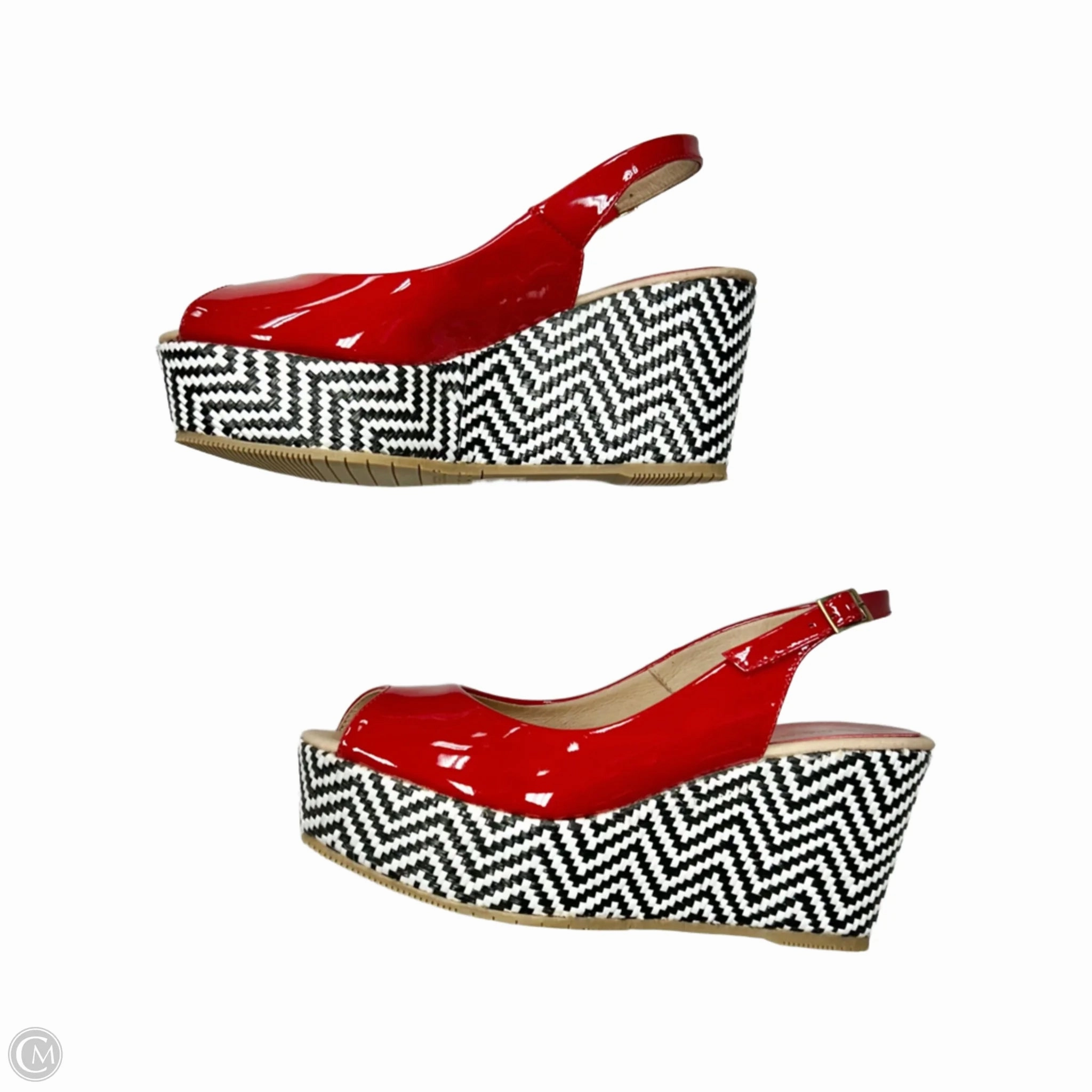 Sandals Heels Wedge By Andrea Assou In Black & White, Size: 6