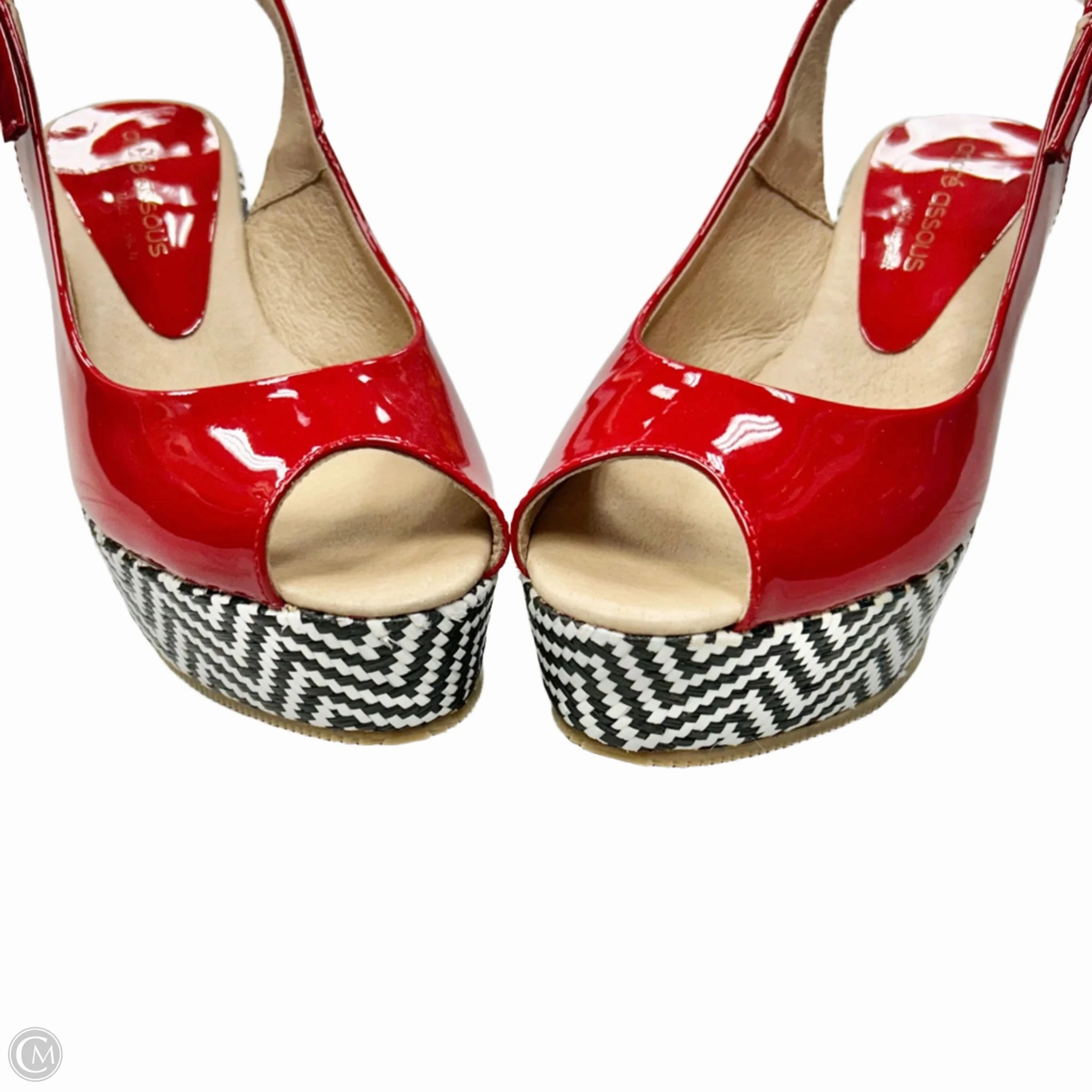 Sandals Heels Wedge By Andrea Assou In Black & White, Size: 6