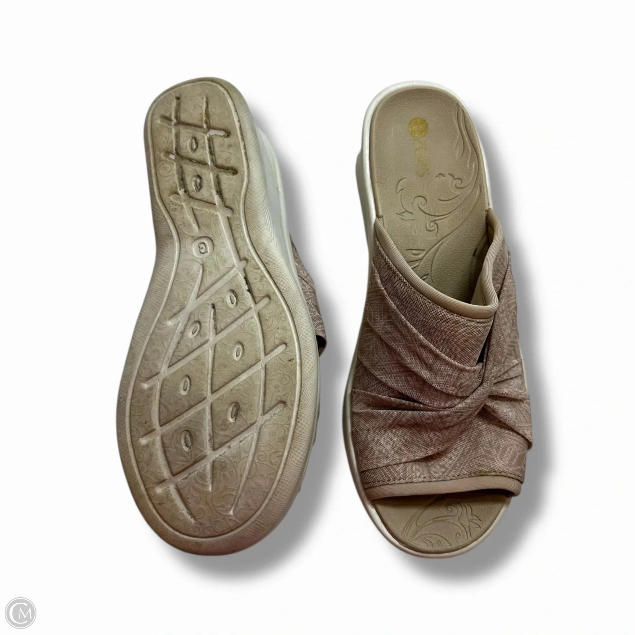 Sandals Heels Wedge By Bzees In Beige, Size: 9