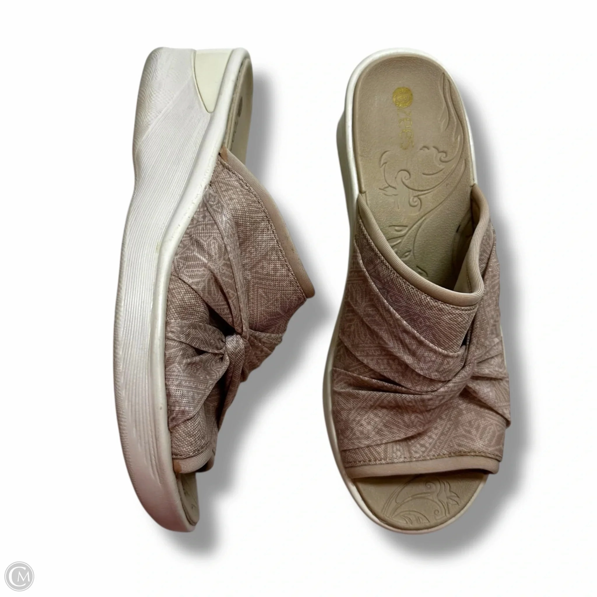 Sandals Heels Wedge By Bzees In Beige, Size: 9